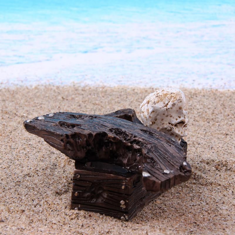 balacoo Resin Coffin Decorations for Aquarium 2 Pcs Skull Resin Ornaments Fish Tank Landscape Terrarium Ornament for Halloween and Reptile Tanks
