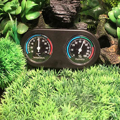 Tyenaza Mini Analog Temperature Humidity Meter Round Shape Thermometer Hygrometer for Reptile Tank