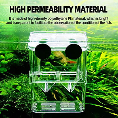 Breeding Box for Fish Tank, Aquarium Hatchery Incubator Breeder Box, Isolation Divider Hatching Boxes for Small Baby Fishes Shrimp Clownfish and Guppy - size: S - 3.11*2.71*4.25 IN