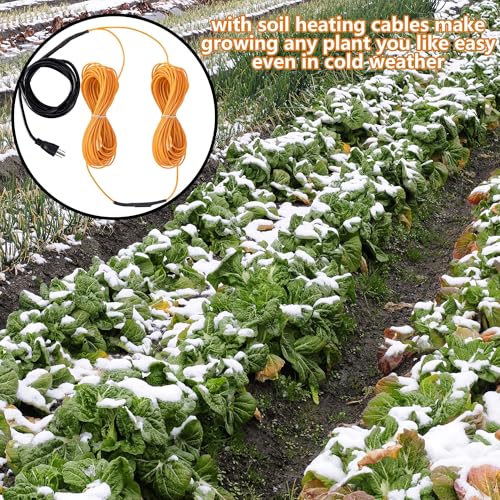 Adnee 59Ft Thermostatic Soil Heating Cable,Rubber Heating Warming Cable with Thermostat and Ground Stakes,Plant Soil Heater Cable for Cold Frame,Graden,Greenhouse Seed Grow - color: 59 Ft