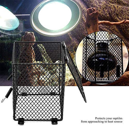 Reptile Anti Scald Burn Protective Lampshades Day Night Ceramic Light Bulb Enclosure Cage Protector for Feeding Box in Case Scald(Cubiod Shape)