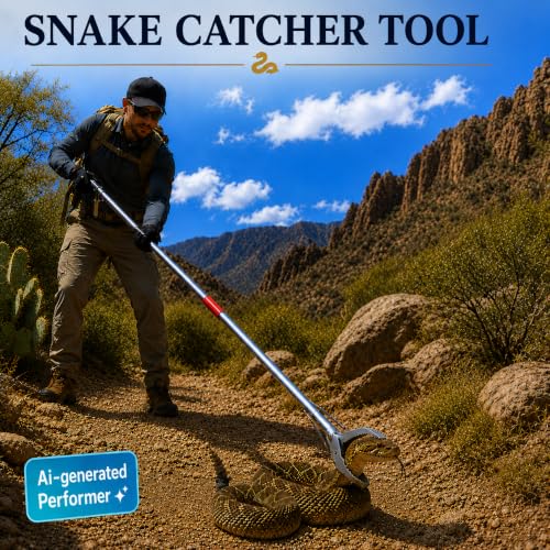 60" Snake Grabber, Collapsible Snake Tongs All-Stainless Steel, Humane Rattle Snake Reptile Catcher Pincher, Smooth Wide Jaw Hangling Tool with Lock - size: 60" snake grabber