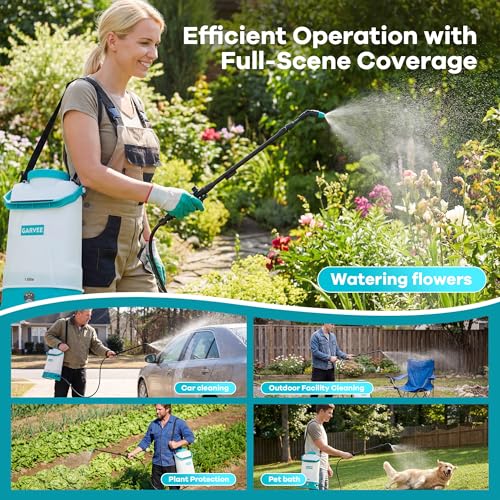 1.32 Gallon Battery Powered Sprayer with Adjustable Shoulder Strap, 0-60 PSI Adjustable Pressure, Electric Sprayer with 1 Nozzles and 1 Wands, 12V 2Ah Battery, Wide Mouth Lid for Weeding, Spraying - size: 1.32 Gal