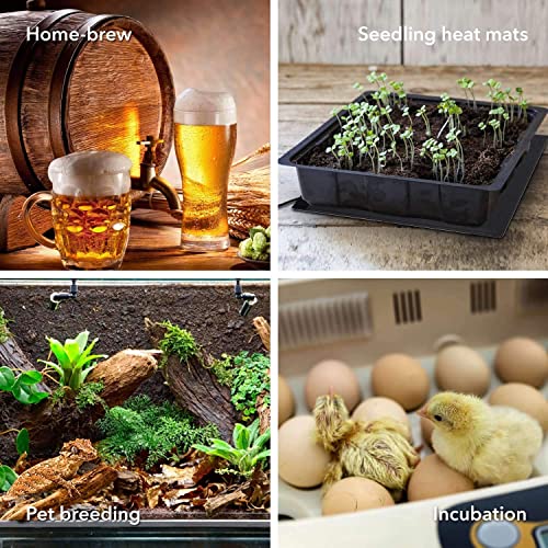 BN-LINK Digital Temperature Controller Heating Cooling 2-Stage Outlet Thermostat Controller Plug for Reptiles Aquarium Carboy Homebrew Breeding Fermenter Seed Germination °C/°F -40-176°F 15A/1875W - style: T9