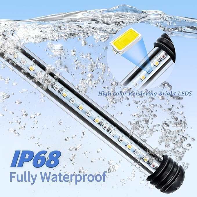 Submersible Aquarium Light for Fish Tank,Full Spectrum Fish Tank Light with Timer Auto On/Off, LED Aquarium Light Bar 3 Lighting Modes Dimmer Adjustable Brightness,23.2inch (with timer&dimmer) - color: 23.2inch (With Timer&dimmer)