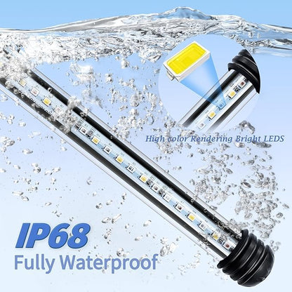 Submersible Aquarium Light for Fish Tank,Full Spectrum Fish Tank Light with Timer Auto On/Off, LED Aquarium Light Bar 3 Lighting Modes Dimmer Adjustable Brightness,23.2inch (with timer&dimmer) - color: 23.2inch (With Timer&dimmer)
