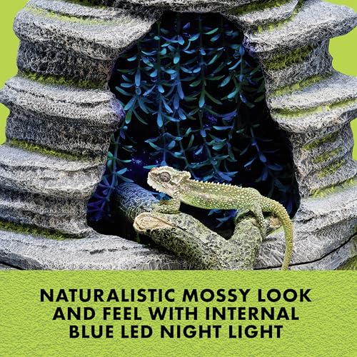 Zilla Spring Cave Décor with Blue LED, Rain Chamber, One Size, ECOM