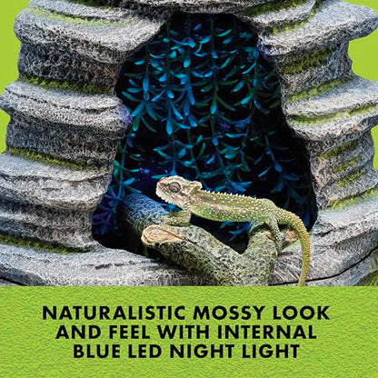 Zilla Spring Cave Décor with Blue LED, Rain Chamber, One Size, ECOM