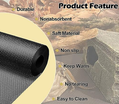 LWFCOEE Reptile Carpet Bearded Dragon Tank Accessories for 40 Gallon, 20 Gallon, 50 GallonTank, 17.5x79 Inch Non-Adhesive Reptile Mat Terrarium Liner for Leopard Gecko, Snake, Lizard and Tortoise - size: 17.5"x79"