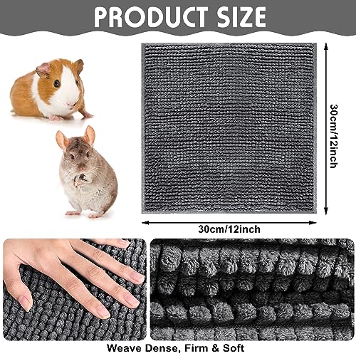 Amylove 4 Pcs Guinea Pig Cage Liner 12 x 12 Inch Washable Chenille Pee Pads Pet Dog Cat Bedding Training Mat Reusable for Small Animals Puppy Bunny Hamster Chinchilla - color: Dark Gray, size: 12 x 12 Inch, style: Low Pile Chenille