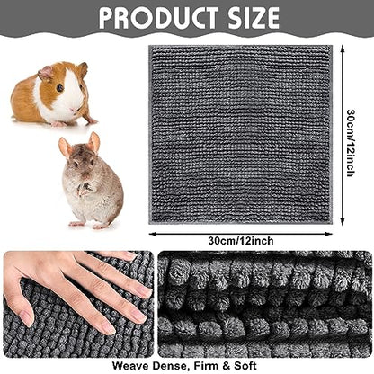 Amylove 4 Pcs Guinea Pig Cage Liner 12 x 12 Inch Washable Chenille Pee Pads Pet Dog Cat Bedding Training Mat Reusable for Small Animals Puppy Bunny Hamster Chinchilla - color: Dark Gray, size: 12 x 12 Inch, style: Low Pile Chenille
