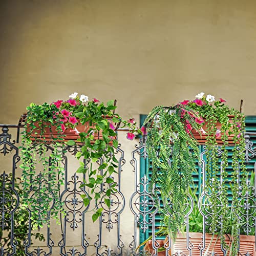 Jexine 8 Pcs Artificial Hanging Plants Potted Fake Plants Greenery Faux Eucalyptus Vine Mandala Vine String of Pearls Fern Plastic for Shelf Home Wall Living Room Office Indoor Outdoor Garden Decor