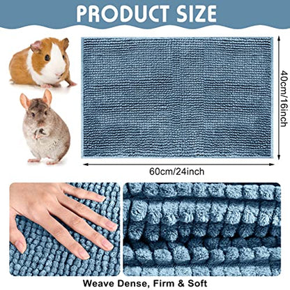 Amylove 4 Pcs Guinea Pig Cage Liner 16 x 24 Inch Washable Chenille Pee Pads Pet Dog Cat Bedding Training Mat Reusable for Small Animals Puppy Bunny Hamster Chinchilla - color: Blue, size: 16 x 24 Inch, style: Low Pile Chenille