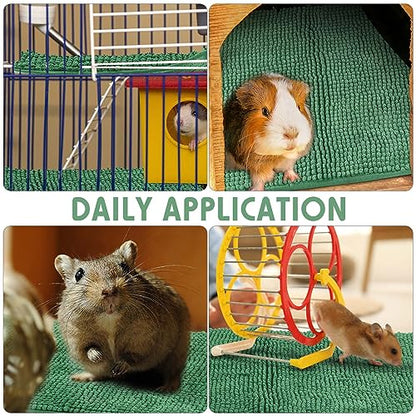 Amylove 4 Pcs Guinea Pig Cage Liner 16 x 24 Inch Washable Chenille Pee Pads Pet Dog Cat Bedding Training Mat Reusable for Small Animals Puppy Bunny Hamster Chinchilla - color: Dark Green, size: 16 x 24 Inch, style: Low Pile Chenille