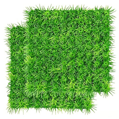 Aquarium Grass Decor 2PCS 9 inches Crab Hermit Climbing Wall Artificial Grass for TurtleTank Fish Tank Plants Landscape Ornament, Reptile Terrarium with 8 Suction Cups - size: 2pcs10"*10"