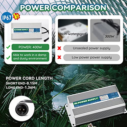 Mxmoonant Mist Maker 10 Head Ultrasonic Pond Fogger 7000ml/H Mist Humidifier with Float 400W Power Supply for Landscape Vegetable Preservation Scenic Magical Atmosphere