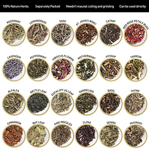 HNSHAG Witchcraft Supplies Herbs and Flowers Kit, 24pack Dried Herb for Spell Jars, Witchy Beginners, Witchcraft Altar Supplies and Decor, Rose Cinnamon Spiritual Herb for Witchy Gifts for Women - size: 15ml 24pack
