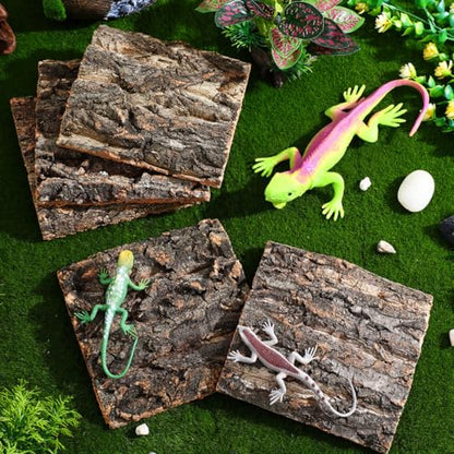 SOIMISS 5 Pcs Reptile Tank Background Cork Bark Sheets for Terrarium Tree Bark Decor Hide Log for Gecko Bearded Dragon Turtle and Lizard Enclosures 5.90 X 5.90 X 0.78 in