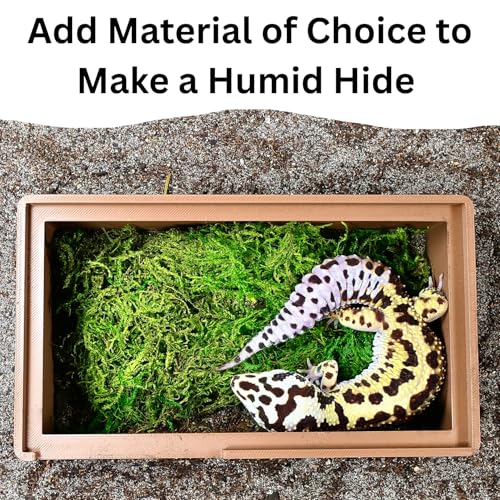 Reptile Humid Hide Box with Lid | Cave Humidity Hide for Leopard Gecko, Hognose Snake, Corn Snake Reptile Underground Lay Box Hideout Habitat Tank Enrichment | Decor Decoration Accessories