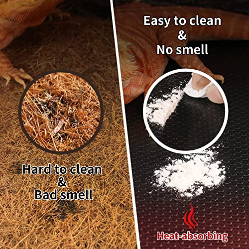 Reptile Mat 40 Gallon 1Pack 18x36, Bearded Dragon Tank Accessories, Terrarium Liner Bedding, Non-Adhesive Reptile Substrate Mat for Leopard Gecko, Snake, Lizard, Tortoise, Iguana Tank - color: 18x36" Black
