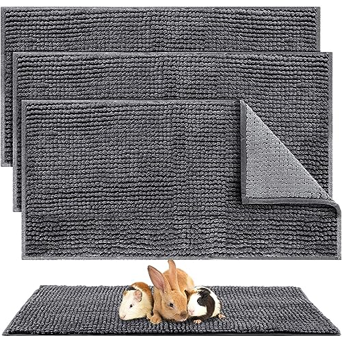 Amylove 4 Pcs Guinea Pig Cage Liner 47 x 24 Inch Washable Chenille Pee Pads Pet Dog Cat Bedding Training Mat Reusable for Small Animals Puppy Bunny Hamster Chinchilla - color: Dark Gray, size: 47 x 24 Inch, style: Low Pile Chenille