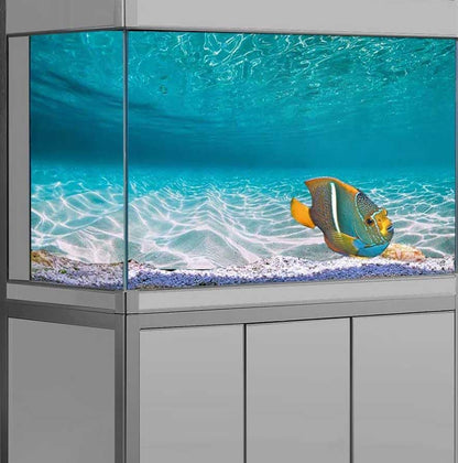 30X12IN Natural Undersea Aquarium Background, Undersea Beach Fish Tank Background, with 8 EVA Double-Sided Tape - color: Sea, size: 30X12in/75X30cm