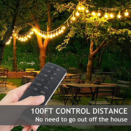 Outdoor Dimmer for String Lights, Remote Control Light Dimmer Plug in, Light Timer Outdoor Waterproof, 100FT Range with 2 Grounded Outlets for Dimmable LED/Tungsten Bulb/Patio Lights - style: Two Outlets