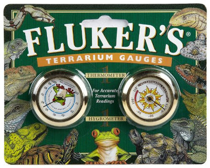 Fluker's Terrarium Gauges Combo Pack, Includes Hygrometer and Thermometer for Accurate Terrarium Readings