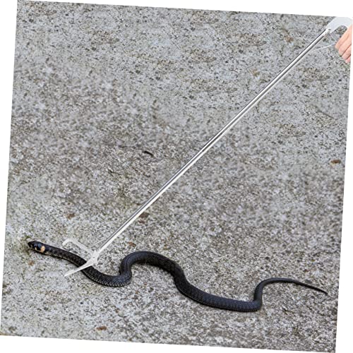 Stainless Steel Snake Catcher Tongs Snake Grabber Tool with Wide Jaw for Handling and Catching Reptiles Ideal Snake Hook for Outdoor Use