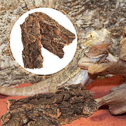 VILLCASE 2-Pack Reptile Bark Hideout Climb Platform Natural Cork Bark for Terrarium Landscape Decoration Ideal for Bearded Dragons Lizards Amphibians 7.87X3.14X0.78In