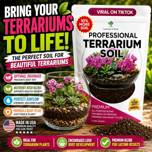 Professional Terrarium Soil Mix 2.2 Quarts Ready to Use, Premium Terrarium Potting Soil for Succulents Cactus Aloe Plants, Pine Bark Peat Coarse Sand, Well Draining Terrarium Mix Made in USA - color: Terrarium Soil, size: 2.2 Quarts