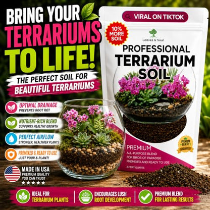 Professional Terrarium Soil Mix 2.2 Quarts Ready to Use, Premium Terrarium Potting Soil for Succulents Cactus Aloe Plants, Pine Bark Peat Coarse Sand, Well Draining Terrarium Mix Made in USA - color: Terrarium Soil, size: 2.2 Quarts