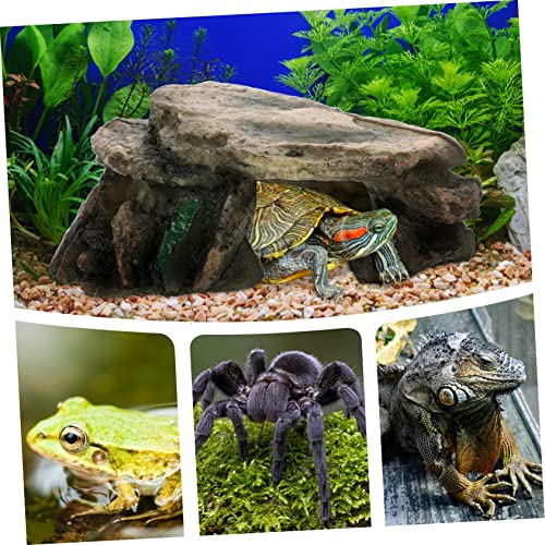 NOLITOY Turtle Climbing Platform with Cave and Ramp Durable Aquarium Ornament for Snakes Lizards and Turtles Stable Design for Reptile Habitat and Easy Cleaning