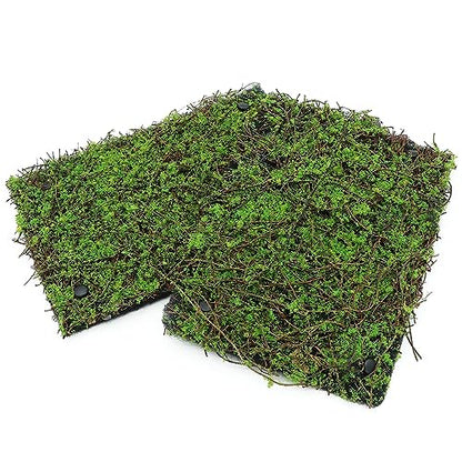 AQUA KT Reptile Moss Background Backdrop Wall Artificial Terrarium Habitat Amphibian Cage Decoration for Lizard Bearded Dragon Snake Tree Frog Chameleon Climbing, Pack of 4