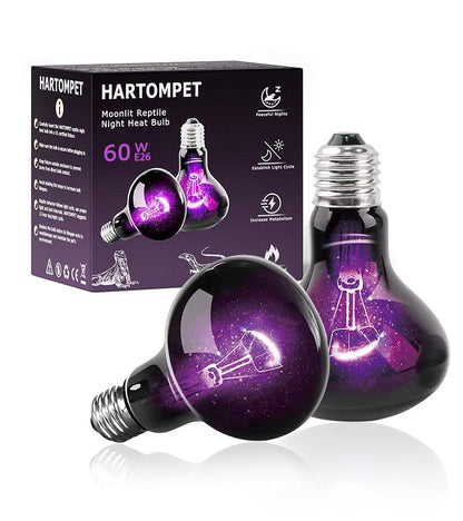60W Reptile Night Light Bulb, UVA Heat Lamp - Simulate Natural Moonlight, Purple Basking Lamp for Bearded Dragon, Lizard - color: Purple-moonlight Heat Lamp, size: 60 Watts