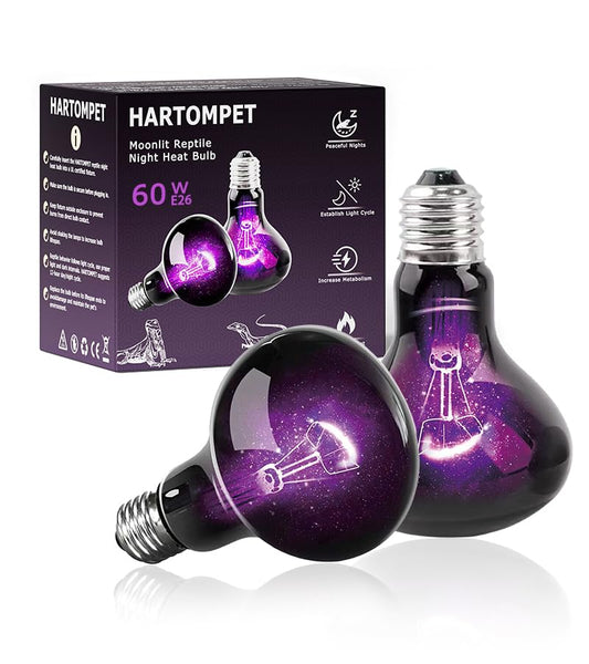 60W Reptile Night Light Bulb, UVA Heat Lamp - Simulate Natural Moonlight, Purple Basking Lamp for Bearded Dragon, Lizard - color: Purple-moonlight Heat Lamp, size: 60 Watts