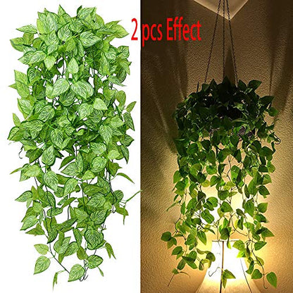 Artificial Hanging Plants 2pcs Fake Hanging Ivy Plants UV Resistant Plastic