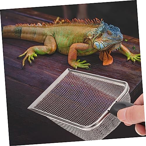 GALPADA 1Pc Stainless Steel Reptile Sand Shovel High Density Mesh Cleaning Scoop for Tortoise Lizard Snake and Durable Odor Efficient Waste Removal Tool