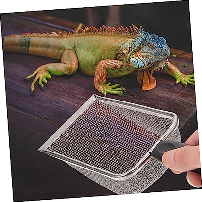 GALPADA 1Pc Stainless Steel Reptile Sand Shovel High Density Mesh Cleaning Scoop for Tortoise Lizard Snake and Durable Odor Efficient Waste Removal Tool