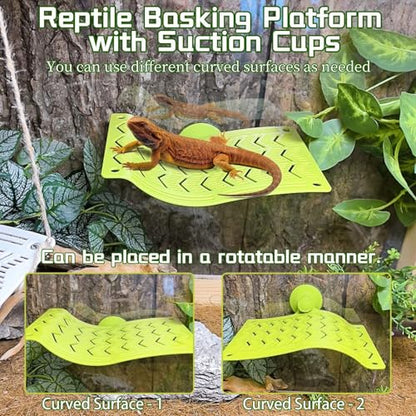 2PCS Reptile Hammock & Basking Platform with Suction Cups,Turtle Dock,Reptile Hammocks Climbing Lounger Leaf Decor Tank Accessories for Lizards Frog Gecko Snakes Amphibian