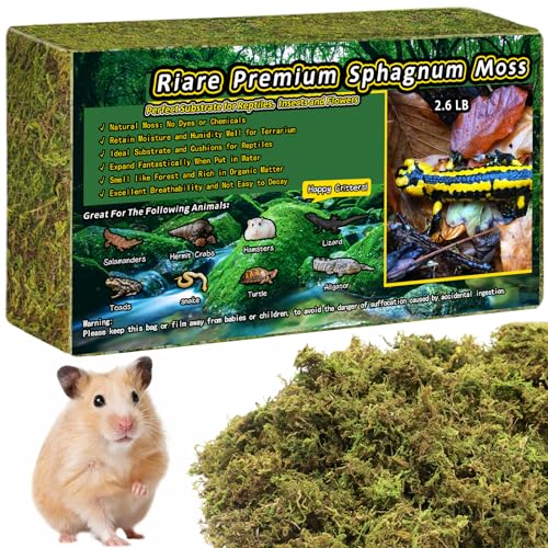 Riare 2.6LB Premium Sphagnum Moss for Reptiles- 100QT Natural Live Moss Reptile Moss Bedding for Terrarium, Hatching, Forest Sphagnum Moss Reptile Substrate for Snakes, Gecko, Turtles, Frogs, Leopard - color: 2.6 LB