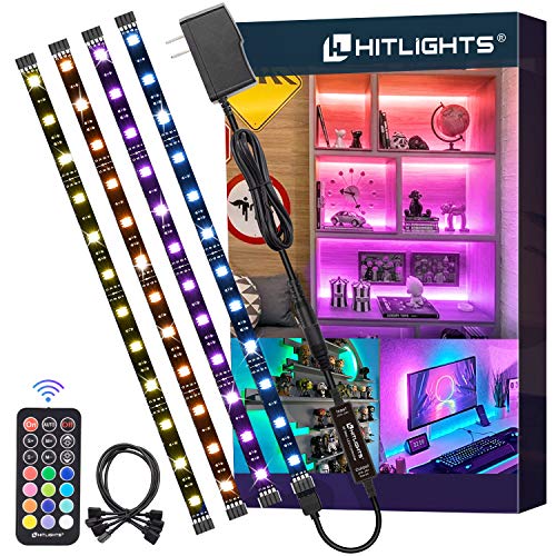HitLights LED Strip Lights, Small LED Light Strips Dimmable, RGB 5050 Color Changing LED Tape Light with Remote and UL-Listed Adapter for TV Backlight, Bedroom, Cabinet Shelf Display - size: 4 X 1.0FT (4FT)