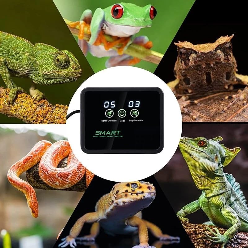 Smart Reptile Terrariums Humidifiers Automatic Reptile Misting System Kit with Timer Nozzles for Rainforest Plants Amphibian(with Box-EU Plug) - color: With Box-eu Plug