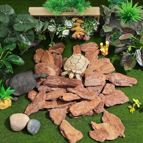 VICASKY Reptile Tank Landscaping Material Pine Bark Chips 8-10cm 500g Pack Rainforest Terrarium Bedding for Tortoise and Reptile Habitat Decor