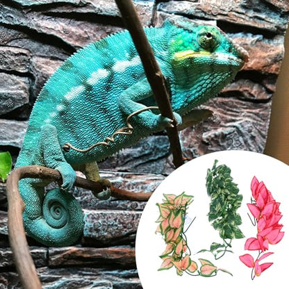 Cabilock Artificial Hanging Vines for Reptile Habitat, Bendable Plastic Jungle Vines 30cm, Fake Climbing Plants for Lizard Terrarium, Snake and Chameleon Pet Box Decor, 3pcs Set