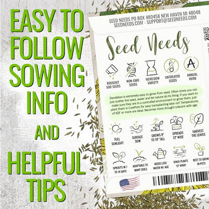 Seed Needs Dandelion Seeds to Plant Heirloom & Non-GMO Herbs 5 Packs - size: 5 Packs, style: Common Dandelion