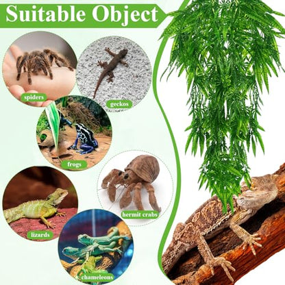Suncalla 8 Pack Reptile Plants Terrarium Hanging Plant Vine Boston Climbing Terrarium Plant with Suction Cup for Bearded Dragons Lizard Crested Gecko Snake Crab Tank(Lush Series,Multiple Green) - style: Lush Series