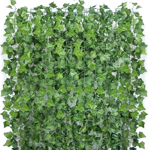 48 Pack 336 Feet Fake Vines, Ivy Garland, Artificial Leaves Leaf Greenery Hanging Foliage for Bedroom, Wall Garden Decor - color: Green-48pack
