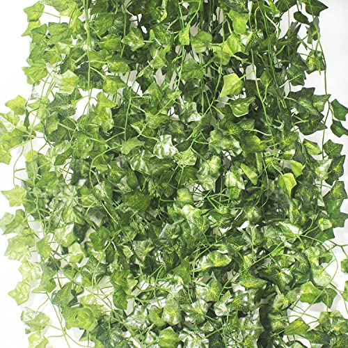24 Pack Fake Ivy Leaves Artificial Ivy Garland Greenery Garlands Hanging Plant Vine for Wedding Wall Party Room Astethic Stuff Decor - color: Green-ivy Vine