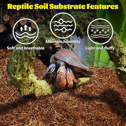 Hamiledyi Reptile Coconut Fiber Substrate Lizards Breathable Coconut Soil Tortoise Habitat Substrate Terrarium Bedding for Snake, Bearded Dragon, Gecko, Horned Frog, Hermit Crab, Tarantulas (1Pack)
